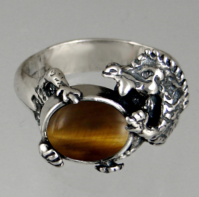 Sterling Silver Dragon Ring With Tiger Eye Size 6 Sterling Silver Dragon Ring With Tiger Eye Size 6